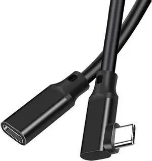 JAENFONG USB C Extender Cable Right Angle 5A PD 100W Type C Male to Female Extension Cord,USB 3.1 Gen 2 10gbps Compatible with PSVR2,USB C Hub,Switch,MacBook Pro/Air,iPad Pro 0.75 ft.