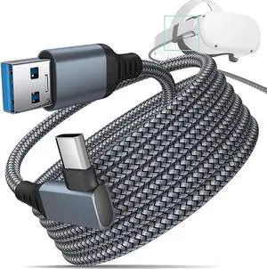 VR Link Cable for O-culus/Me-ta Quest 3/3s/2/1 and PC/Steam VR, 20FT/6M Braided USB 3.2 A to C Compatible for O-culus Quest 3/2 Link Cable, High Speed PC Data Transfer, Fast Charging for VR Headset