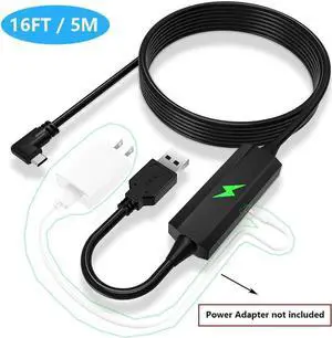 JAENFONG Link Cable 16FT/5M for Me-ta Quest 3/Quest2/Quest Pro/Pico4 and PC/Steam VR, USB 3.0 Link Cable with 5Gbps Super Speed, with Separate Charging Port, Link Cable for VR Headset and Gaming PC