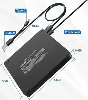 [5-in-1] External Blu Ray Drive, USB 3.0 Type-C External blu ray Burner Slim Optical CD DVD Drive Burner with SD/TF Card Reader/2 USB 3.0 Hubs for PC Windows XP/7/8/10, MacOS, Laptop, Desktop (Black)