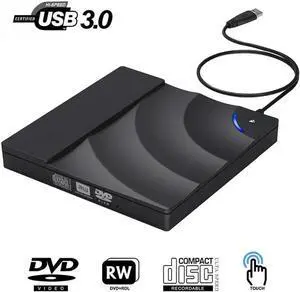 JAENFONG Portable high-speed USB 3.0 CD DVD-RW Optical Drive External Slim Disk Reader Desktop PC Laptop Tablet Promotion DVD Player for PC Laptop Desktop MacBook Mac Windows 7/8.1/10 Linux OS