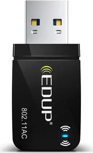 JAENFONGMini USB WiFi Adapter 1300Mbps USB 3.0 WiFi Dongle 802.11 ac Wireless Network Adapter with 2.4GHz/ 400Mbps 5.8GHz/ 867Mbps with Built-in Antenna for Windows 10/7/8/8.1/XP Mac OS X 10.6-10.15.3