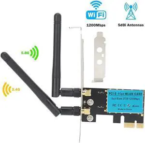 Wireless Adapter PCI-E Network Card Dual-Band 2.4G/5.8G Desktop Computer Built-in Wifi Adapter AC1200M,PCI-E Wifi Card with 1200Mbps Transmission Rate Network Card for Windows 10/Windows 8/Windows 7Th
