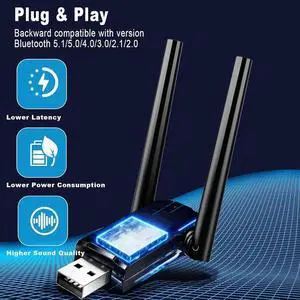 USB Bluetooth 5.3 Adapter for PC, Long Range Bluetooth Dongle 492FT/150M Wireless Transfer Transmitter Receive, USB Bluetooth Adapter Plug & Play for Desktop Laptop PC with Windows 11/10/8.1/7