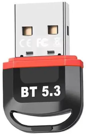 JAENFONG USB Bluetooth 5.3 Adapter for PC, Plug & Play BT5.3 Bluetooth Dongle Receiver Long Range Support Windows 11/10/8.1 for Desktop Laptop Keyboard Mouse Headset (Red)