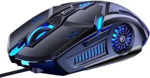 JAENFONG Wired USB Mouse Silent 6 Keys Mouse Gaming Mice 3200DPI Optical Gamer Mouse 7colors LED Backlit and Ergonomics Design For Computer Laptop Gaming Mice Office Mouse