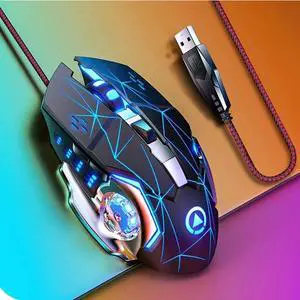 JAENFONG USB Wired Gaming Mouse, PC Gaming Mice 7 Color RGB LED Backlight Plug and Play Adjustable 3200 DPI, 6 Buttons Computer Peripheral Devices USB Mouse for Windows/PC/Mac/Laptop