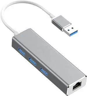 JAENFONG USB 3.0 to Ethernet Adapter,3-Port USB 3.0 Hub with RJ45 10/100/1000 Gigabit Ethernet Adapter Support Windows 10,8.1,Mac OS, Surface Pro,Linux,Chromebook and More