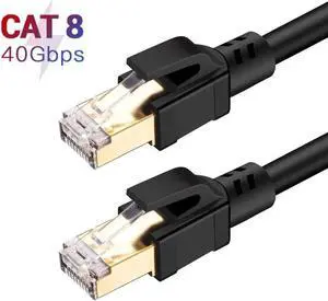 Cat8 Ethernet Cable, Outdoor&Indoor, 10 ft. Heavy Duty High Speed 26AWG Cat8 LAN Network Cable 40Gbps, 2000Mhz with Gold Plated RJ45 Connector, Weatherproof S/FTP UV Resistant for Router/Gaming/Modem