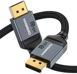 JAENFONG DisplayPort Cable 1.4, 8K 3.3ft DP Cable Cord (8K@60Hz, 4K@144Hz, 1080P@240Hz) Display Port HBR3 32.4Gbps, HDCP 2.2 for Odyssey G9 CHG90, PC, Laptop, TV Gaming Monitor - Grey