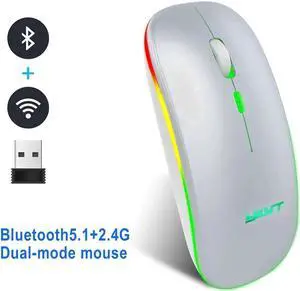 JAENFONG Rechargeable Silent Wireless Mouse Ergonomic Gaming Mouse Bluetooth + 2.4g Dual Mode Wireless Mouse Computer Mouse Gamer Mice With Backlight For PC Laptop