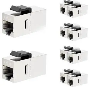 Cat6 Coupler RJ45 Cat6 Shielded Coupler 10-Pack, Ethernet Coupler, Female to Female Cat6 Keystone Jack, STP Keystone Insert Inline Coupler, Silver