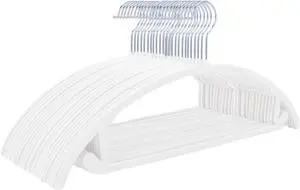 MIZGI Premium Velvet Hangers 50 Pack Heavyduty- Non Slip No Shoulder Bump Suit Hanger - Chrome Hooks,Space Saving Clothes Rounded Shape for Coat,Sweater,Jackets,Pants