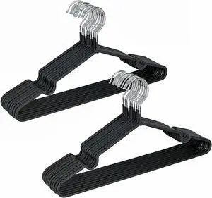 Amber Home 20 Pack 16" Non-Slip Rubber Coated Metal Suit Coat Hangers, Heavy Duty Clothes Hanger with Chrome and Black Friction, Metal Shirt Jacket Hanger with Round Notches for Dress