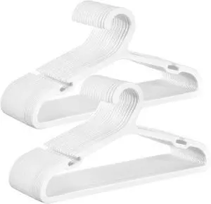 SONGMICS Kids Hangers 60 Pack, Plastic Baby Hangers for Closet, 14 x 7 Inches, for Children Aged 7-12 Years, Space-Saving, Non-Slip, Cloud White UCRP090W01