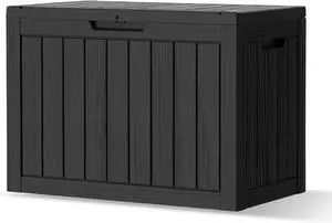 Outdoor Storage Deck Box, 45 Gallon Outside Storage Box Waterproof Deck Box, Lockable Patio Storage Box UV-Resistant for Garden Furniture, Black