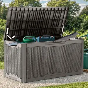 YITAHOME 100 Gallon Large Deck Box, Outdoor Resin Storage Boxes for Patio Furniture, Outdoor Cushions, Garden Tools, Water Resistant and Lockable