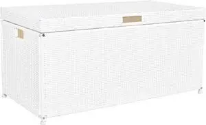 Outdoor 70 Gallon Wicker Deck Storage Box Color: White