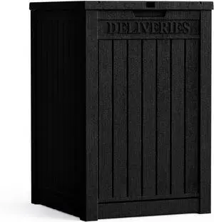 55 Gallon Lockable Resin Deck Box, Waterproof & UV-Resistant Outdoor Storage Box for Cushion Storage and Delivery Box, Black
