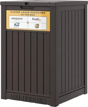 Package Delivery Box for Porch with Sign,48 Gallon Outdoor Storage with Lockable Secure, Large Double Wall Resin Outdoor Package Delivery and Waterproof