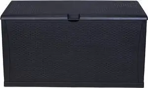 Deck Box, 120-Gallon Patio Outdoor Plastic Storage 47.2" L x 24.01" W x 24.80" H Waterproof Black