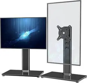 2 Pack Single LCD Computer Monitor Free-Standing Desk Stand Riser for 13 inch to 32 inch Screen with Swivel, Height Adjustable, Rotation, Holds One (1) Screen up to 77Lbs(HT05B-201)