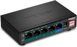 TRENDnet 5-Port Gigabit PoE+ Switch, Camera DIP Switch extends PoE+ 200m (656 ft.), 60W PoE Budget,Lifetime Protection, Black, TPE-TG51g