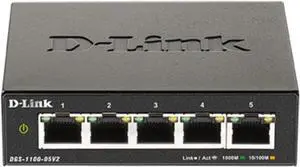 D-Link 5-Port Gigabit Smart Managed Switch | 5GbE Ports | L2 |VLANs | Web Managed | Desktop| Fanless | NDAA Compliant | Lifetime Protection (DGS-1100-05V2)