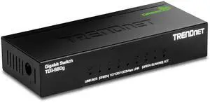 TRENDnet 8-Port Mini Gigabit Switch, TEG-S80g, Ethernet Splitter, NDAA + TAA Compliant, Desktop Metal Ethernet Network Switch, 8 x Gigabit Ports, Fanless, Lifetime Protection, Black