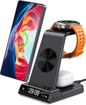 Wireless Charger for Samsung, 3 in 1 Wireless Charging Station for Samsung Galaxy S25 Ultra/S24 Ultra/S23/S22/Note 20/Z Flip 7/Fold 7, Charger for Samsung Galaxy Watch Ultra/8/7/6, Galaxy Buds 3/3 Pro