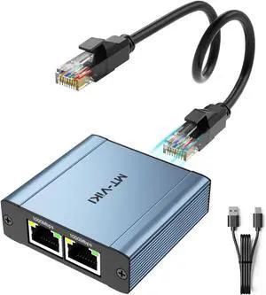 MT-VIKI Ethernet Splitter 1 to 2 High Speed 1000Mbps, Gigabit Dual RJ45 Splitter Adapter for Cat5/5e/6/7/8 Cable [NOT Included ETHERNET Cable]
