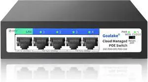 5-Port Ethernet PoE Switch (4 PoE Ports, 1 Uplink) with Extend Function, Easy Smart Managed Ethernet Switch, Plug & Play, Fanless Metal Design, VLAN, Qos,Desktop/Wall Mount