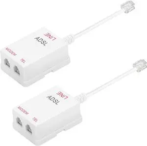 Uvital in-line DSL Filter Splitter/in-line DSL Filter, RJ11 6P2C Male to 2 Female Telephone DSL Modem, ADSL Splitter Filter, DSL Filter for Landline Phone