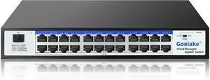 Easy Smart Managed Ethernet Switch, 24 Port Gigabit Switch,Network Hub, Ethernet Splitter, Plug & Play, Industrial Grade Fan Design, VLAN, Qos, Desktop or Wall Mount