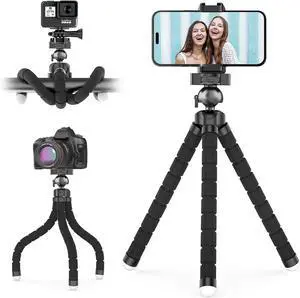 UBeesize Phone Tripod Pro S, Premium Flexible Phone Tripod with Wireless Remote, Mini Tripod Stand for Camera GoPro/Mobile (Upgraded), Black