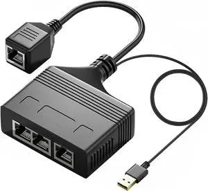Ethernet Splitter 1 to 3, Gigabit RJ45 High Speed Ethernet Splitter,1000Mbps Network Switch Extension Connector with 1M Power Cable, CAT 5 6 7 8 Network Cable Simultaneous Three Device