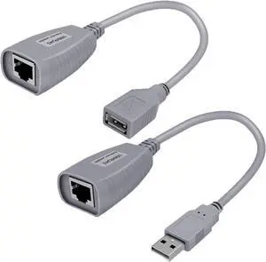 Cat5 to USB Adapter, USB Extender rj45 Up to 164ft/50m, Supports USB1.1 Protocol Over Cat5a/Cat6 Ethernet Compatible with USB2.0 Mouse, Keyboard, Printer