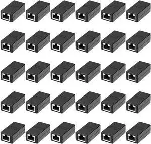 Dingsun RJ45 Coupler, Ethernet Extender Female to Female Ethernet Coupler for Cat7/ Cat6/ Cat5/ Cat5e(30Pack, Black)