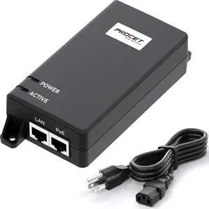 PROCET Gigabit PoE Injector up to 60W PoE++, IEEE802.3af/at Standard Compliance PoE Power Injector Ethernet Adapter for High Power PTZ Webcam, IP Camera, Wireless Access Point, PT-PSE106GW