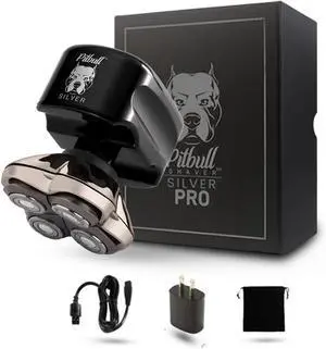 Skull Shaver Pitbull Silver PRO: Electric Head Shaver for Men, Wet & Dry Bald Head Shaver with Ergonomic Design - Perfect Grooming for Men