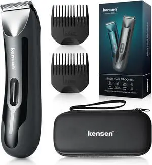 Body Hair Trimmer for Men, kensen Electric Groin Hair Trimmer, Rechargeable Body Groomer, Replaceable Ceramic Blade Heads, IPX7 Waterproof Wet/Dry Clippers, Male Pubic Hair Hygiene Razor