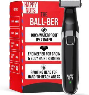 HAPPY NUTS The Ballber Electric Body Hair Trimmer for Men - Mens Body Groomer Kit for Privates - IPX7 Waterproof Shaver for Hard to Reach Areas