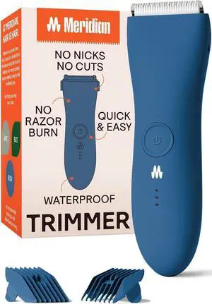MERIDIAN The Trimmer Original - Body Hair Trimmer for Men, Electric Shaver for Pubic Hair, Chest, Legs & Bikini, Waterproof & Rechargeable, Ocean