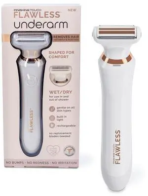 Finishing Touch Flawless Underarm Hair Removal Electric Razor Device, Designed to Shave and Contour Womens Sensitive Underarm Area, Cordless Groomer, Painless for All Skin Types