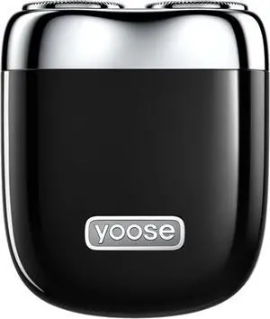 yoose Mini Electric Shaver, Alloy Portable Travel Shavers, Cordless Shaving, USB-C Rechargeable Electric Razor for Men, Dry Shave, IPX7 Waterproof, Detachable Head, Easy Cleaning, Black