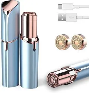 Facial Hair Removal for Women, Painless Hair Removal Device Lady Face Electric Razor for Lip, Chin,arms with USB Rechargeable Included 2 pc Replacement Heads