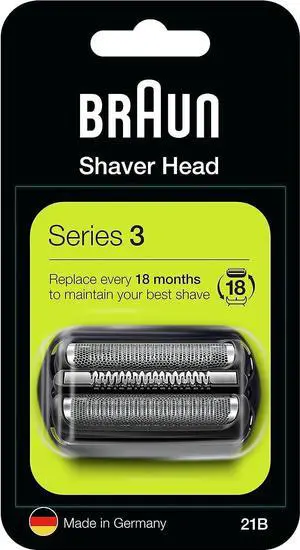 Braun 21B Series 3 Electric Shaver Replacement Foil and Cassette Cartridge - Black