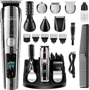 Brightup Beard Trimmer for Men - Electric Razor & Shaver, Cordless Hair Clippers Trimmers Set, IPX7 Waterproof Mens Grooming Kit for Shaving Face, Mustache, Body, Ear, Nose Hair Trimmer, Gifts for Men
