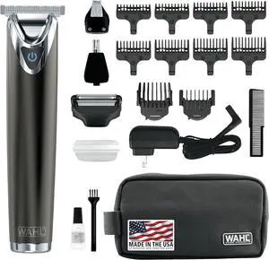Wahl Stainless Steel Lithium Ion 2.0+ Slate Beard Trimmer for Men - Electric Shaver, Nose Ear Trimmer, Rechargeable All in One Men's Grooming Kit - Model 9864