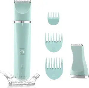 Bikini Trimmer for Women, Electric Razors for Women, IPX7 Waterproof&Easy Cleaning, Ceramic Blade,Rechargeable Pubic Hair Trimmer Womens,Green